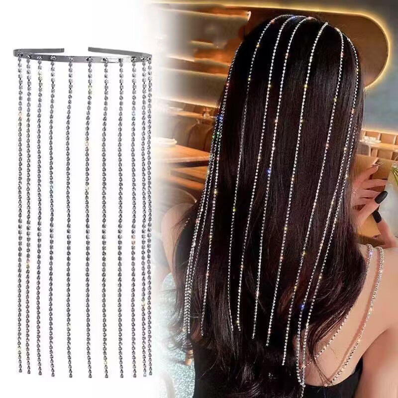 Fashion Crystal Tassels Hairband Bridal Accessories Wedding Hairpin for Women Hair Hoop